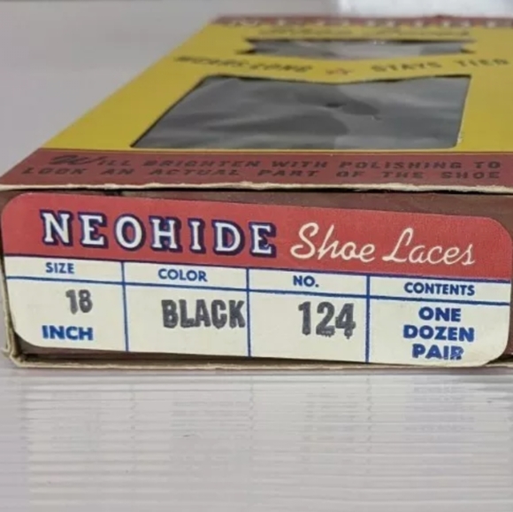 Vintage Neohide Shoelaces, Vintage Leather Shoe Laces, Black, New Old Stock - Picture 2 of 4